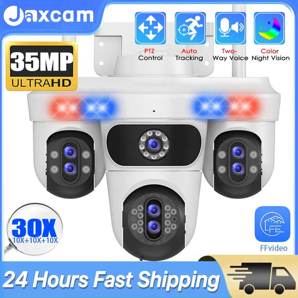 18K 35MP Outdoor Pan/Tilt Four Screens WiFi Security Camera Outdoor Seven Lens Three PTZ Auto Tracking