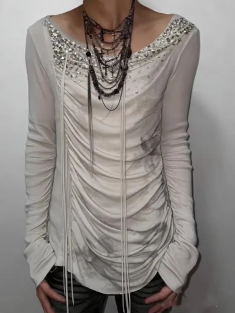 2026 New Arrival Design Sexy One Shoulder Vintage Print Slim Fit Fashion Streetwear Elegant Sexy Tops Women Trendy Retro Female