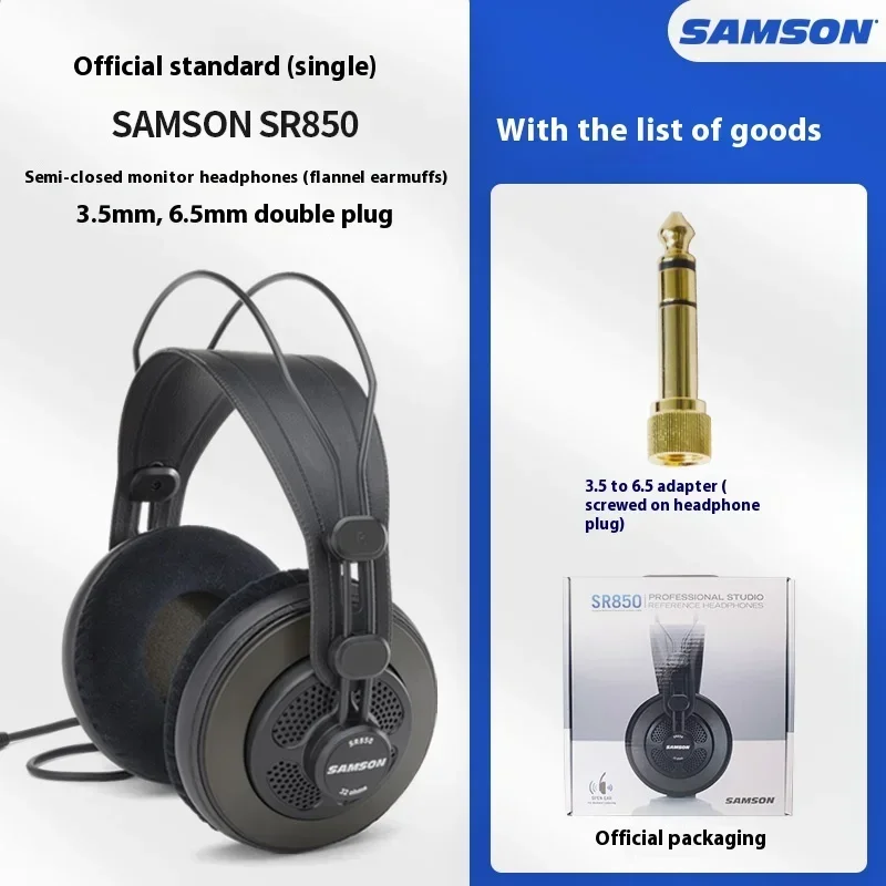 Samson SR850 Studio Reference Monitor Headphone Dynamic Headset Semi-open Design For Recording Monitoring Music Game Playing