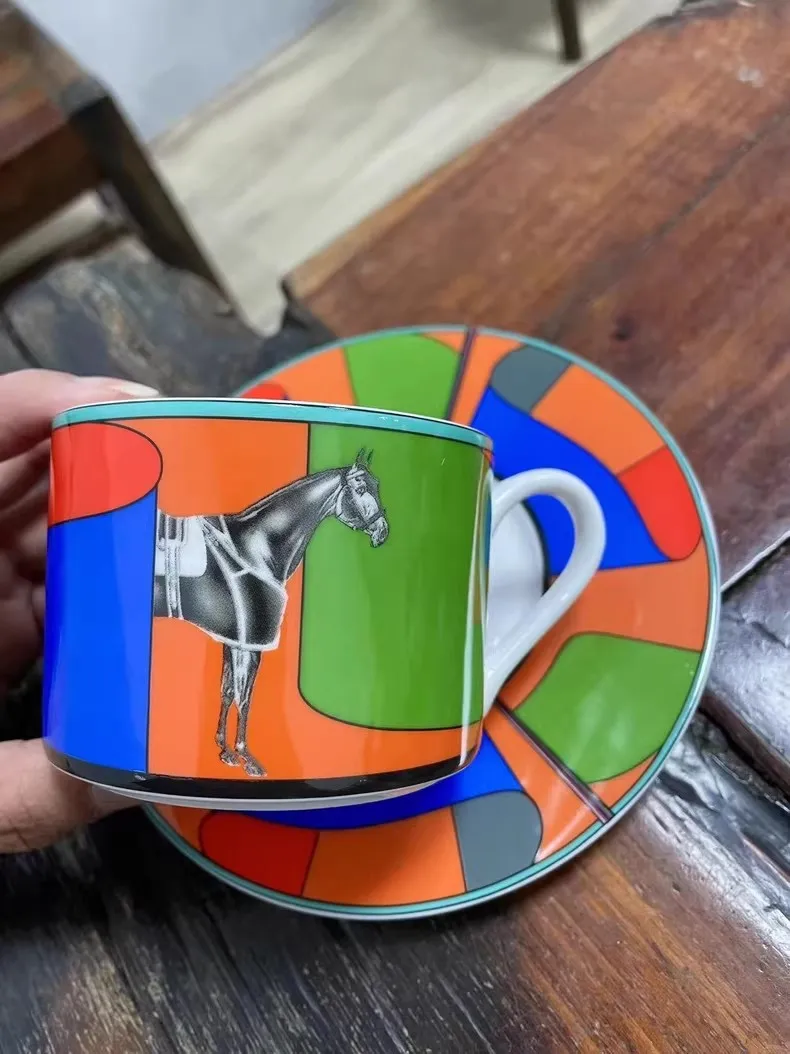 Dazzle Horse Coffee Cup And Saucer Sets Porcelain Tea Cup Coffeeware Teaware Drinking Dishes Ceramic Dinnerware Mistress gift