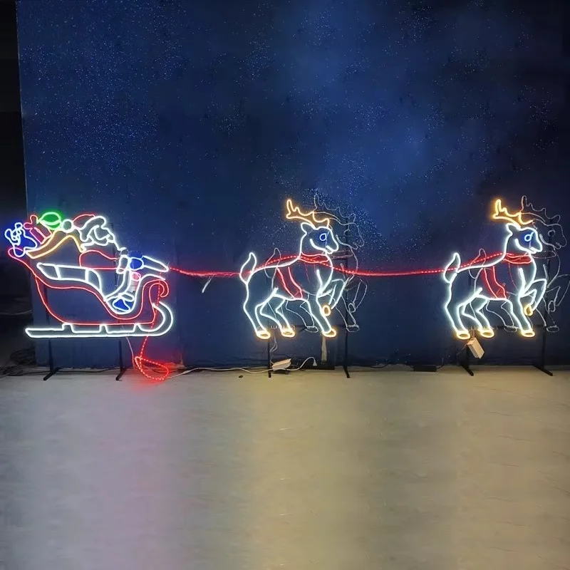 Christmas reindeer sleigh glowing pattern Christmas decorations IP 650,000 Holy Festival scenery