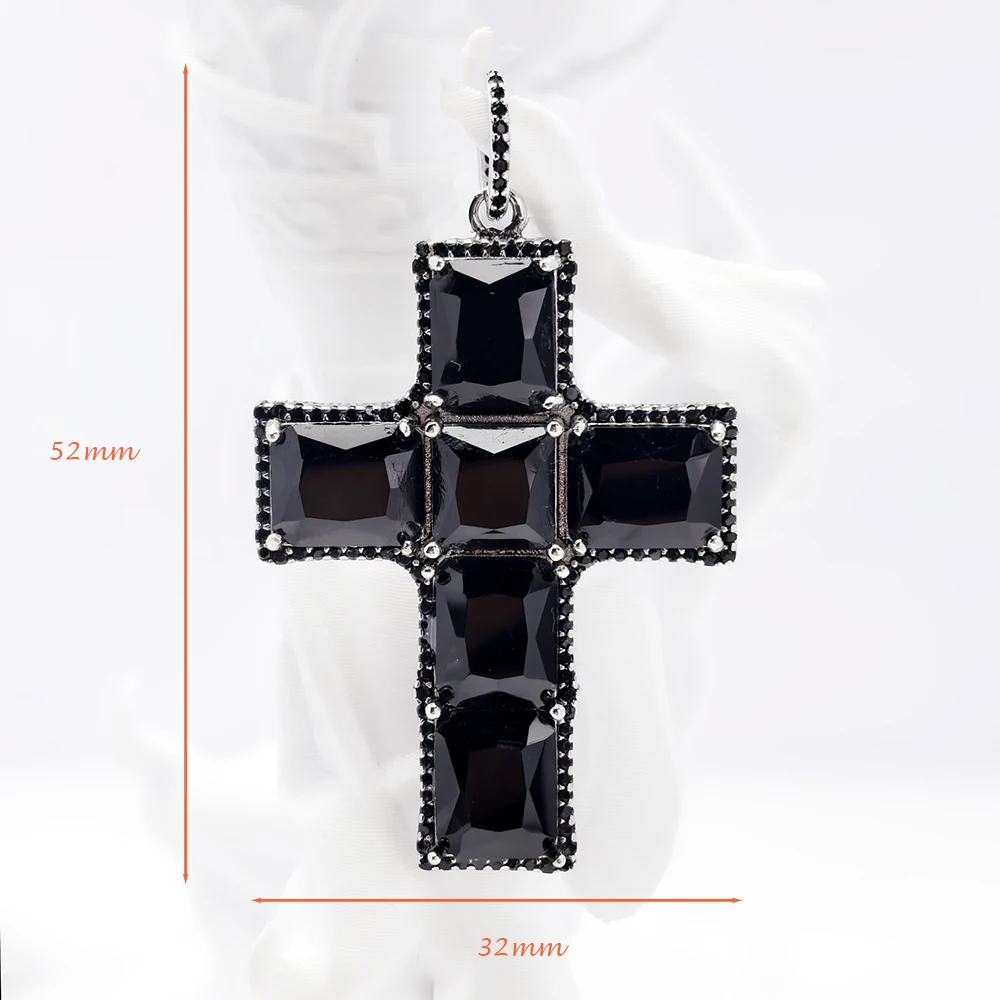 Pendant Blackened Cross with Black Zirconia Brand New Fine Faith Jewelry Solid 925 Sterling Silver Vintage Gift For Woman & Men