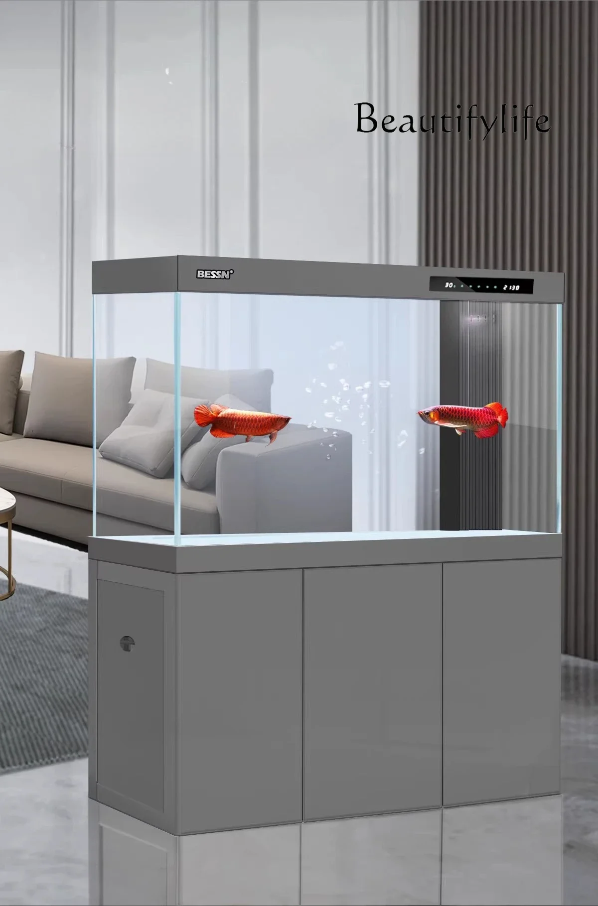 R Fish Tank Living Room Fish Tank Living Room Floor Ultra-white Ecological Bottom Filter Aquarium Household Oversized Arowana Ta