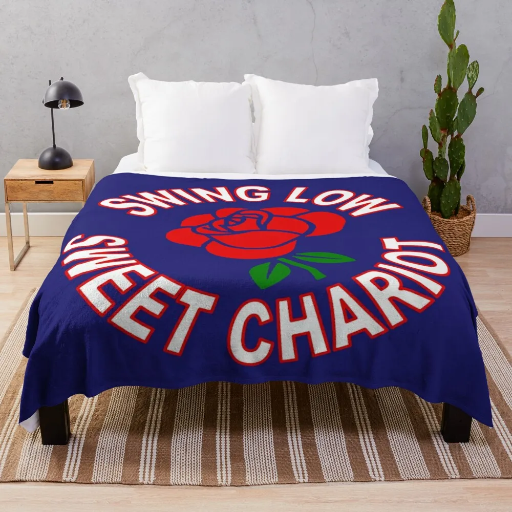 Single Red Rose and Swing Low Sweet Chariot Quote Throw Blanket Decoratives cosplay anime Giant Sofa Blankets