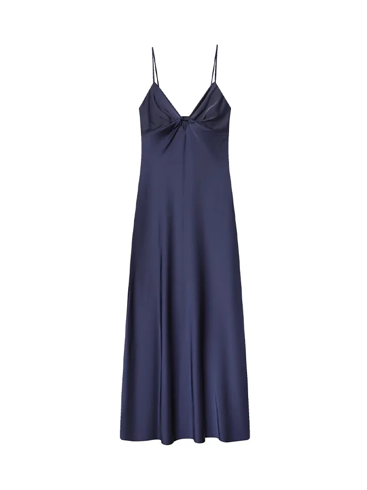 HH mujer primavera Sexy ajustado vestido Midi sólido sin mangas espalda descubierta decoración A-Line cremallera mujer elegante cuello pico Sling vestidos