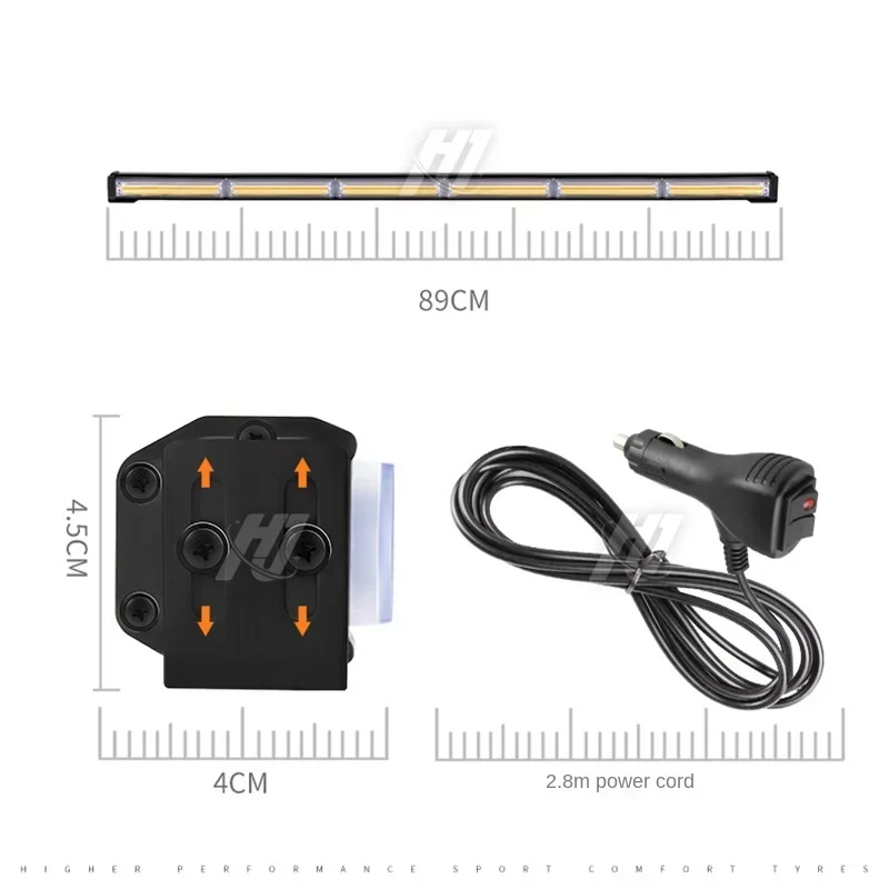 90CM 35.5“ Led Single-Sided Bumper Light Car Flash Light Cob Strip Middle Net  Opening Warning Roof 12-24V
