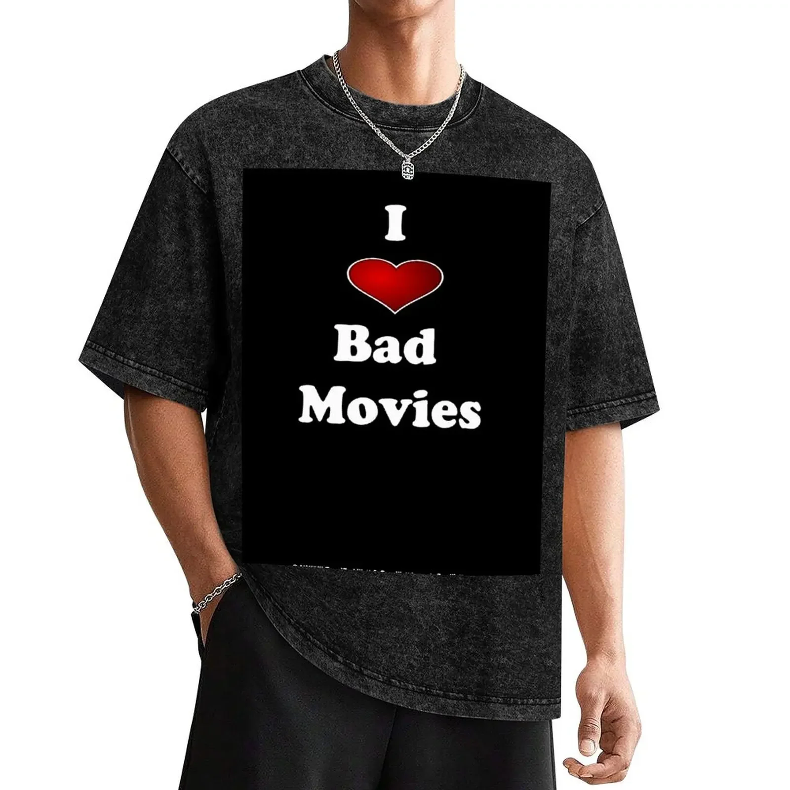 

Tex Watt's I  Bad Movies (I Love Bad Movies , I Heart Bad Movies) print T-Shirt plain blacks t shirts men