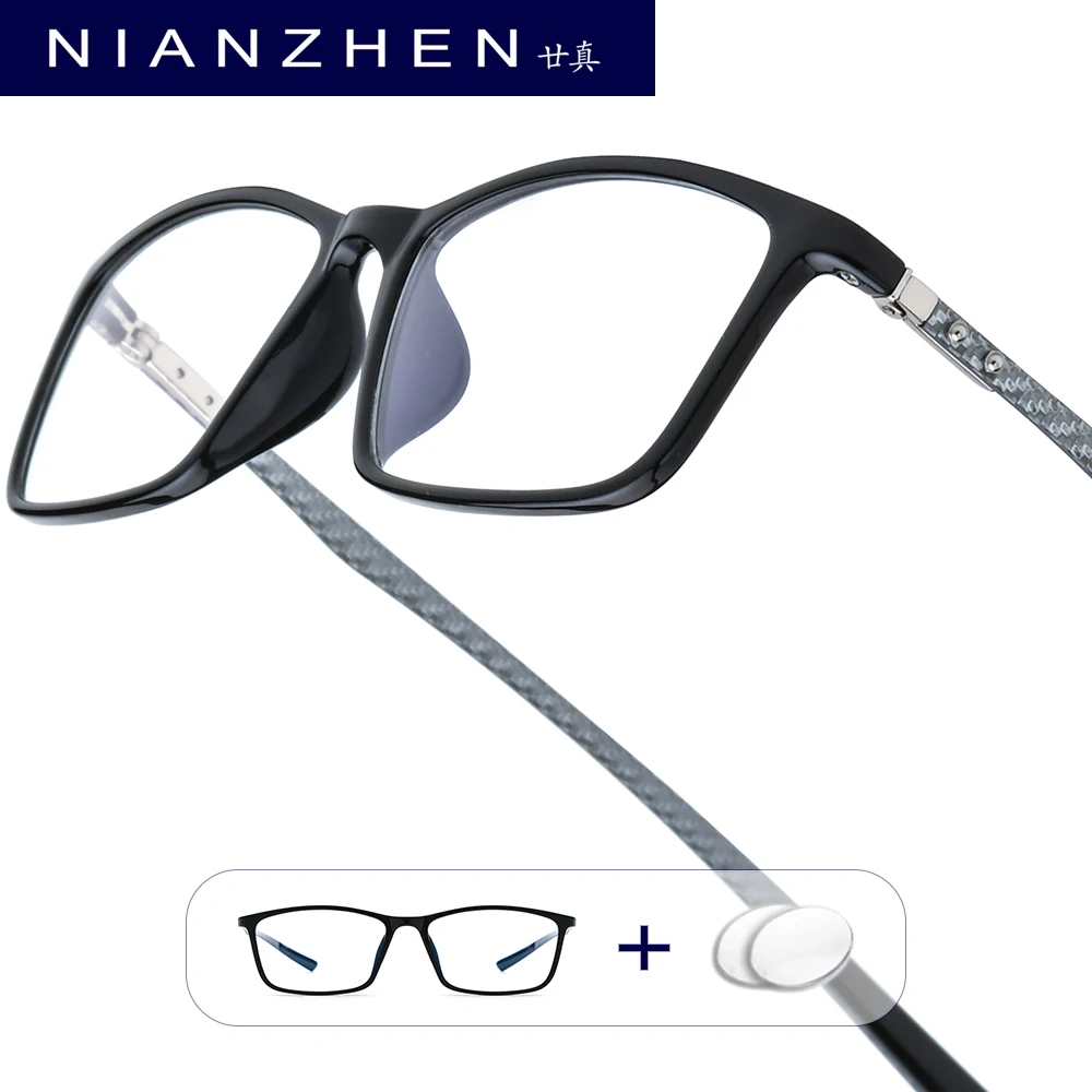 

NIANZHEN Progressive Prescription Glasses Men Myopia Optical Lens Eyewear Women Square Eyeglasses TR90 Carbon Fiber Frame 0017