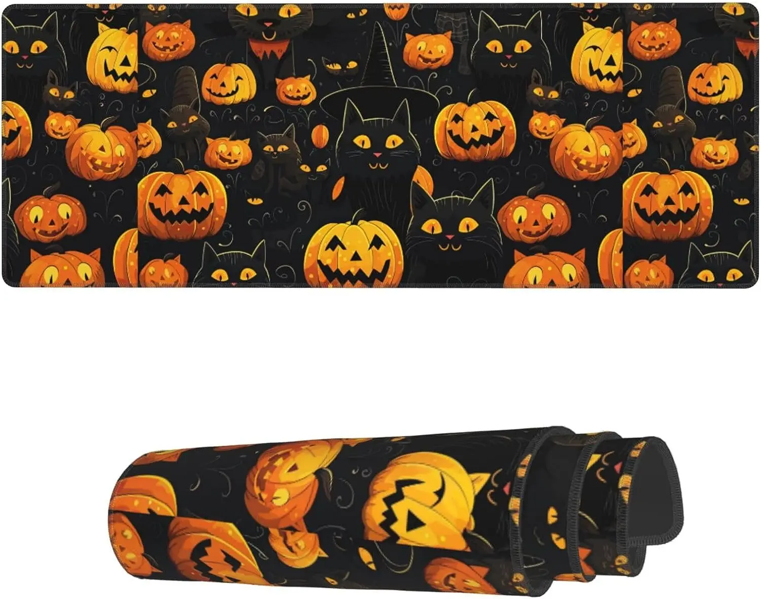 Grande Halloween Mouse Pad com abóbora, antiderrapante, base de borracha, Gaming Mousepad para laptop, casa, escritório, presentes de trabalho, 31.5X11.8 Polegada