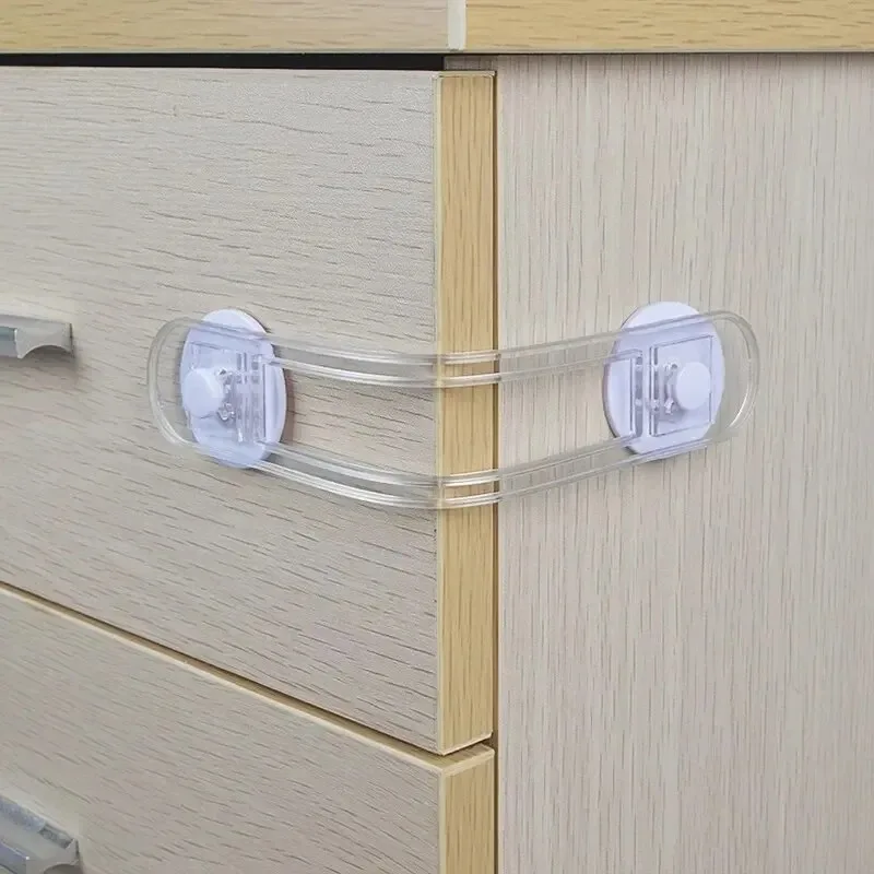 5pcs Transparent Baby Safety Lock Multi-functional Soft Strap Drawer Refrigerator Lock Anti-Opening Safety Cabinet Door Lock