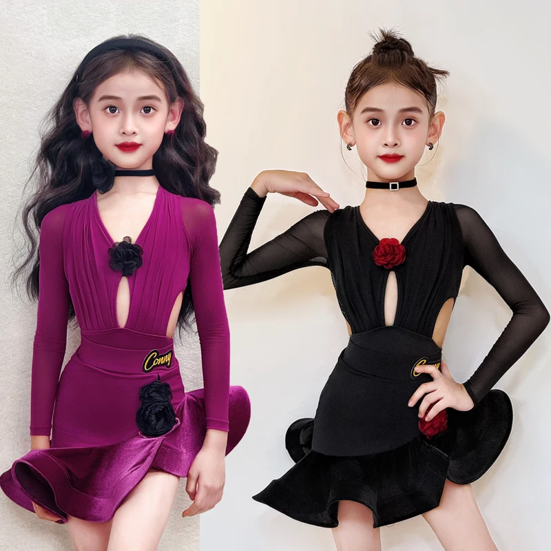 Fashion National Standard Latin Dance Competition Dresses Girls Latin Dance Costume Children Samba Ballroom Dance Wear