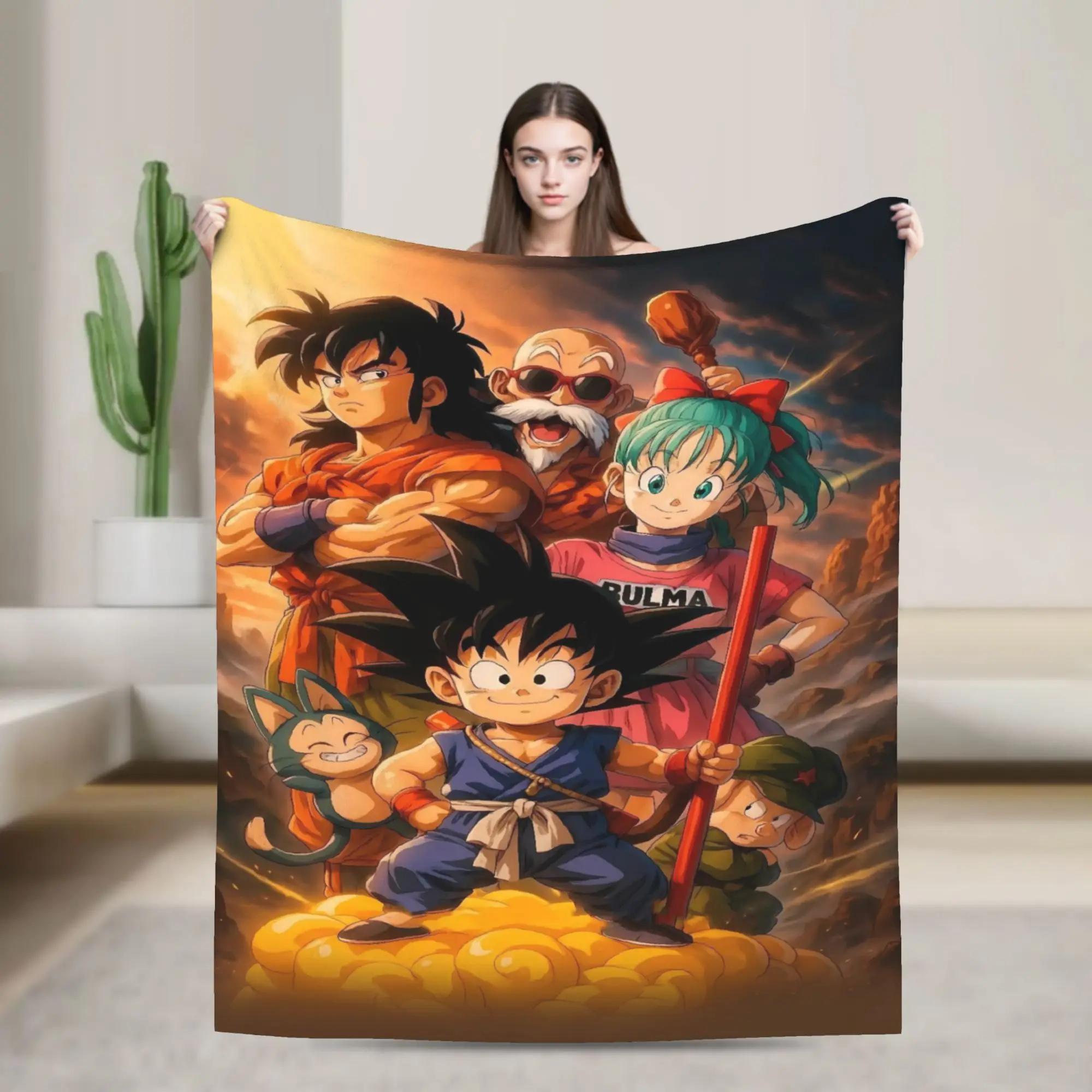 Soft Warm Blankets Travel Office Kid Goku Outdoor Dragon Ball Throw Blanket  Flannel Bedspread For Bedroom Sofa Bed Cover