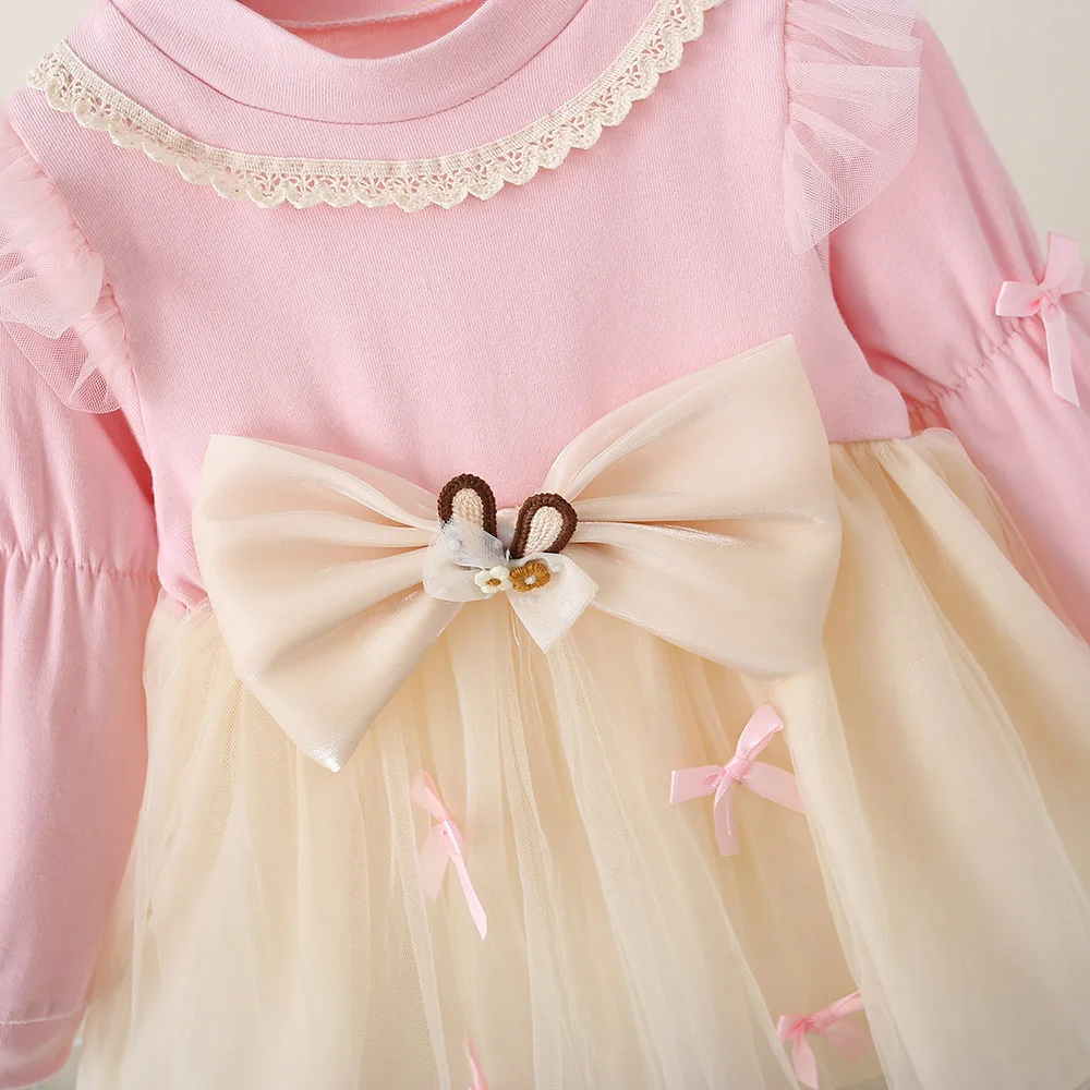 Fashion Kids Clothes Long Sleeve Princess Dress For Baby Girl One Years Old Birthday Party Dress