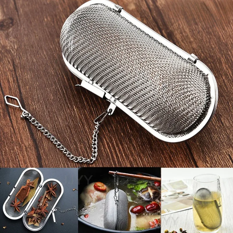 

Stainless Steel Reusable Mesh Tea Infusers Long Mesh Tea Cage Strainer Coffee Herb Spice Filter Diffuser Cooking Tea Accessories