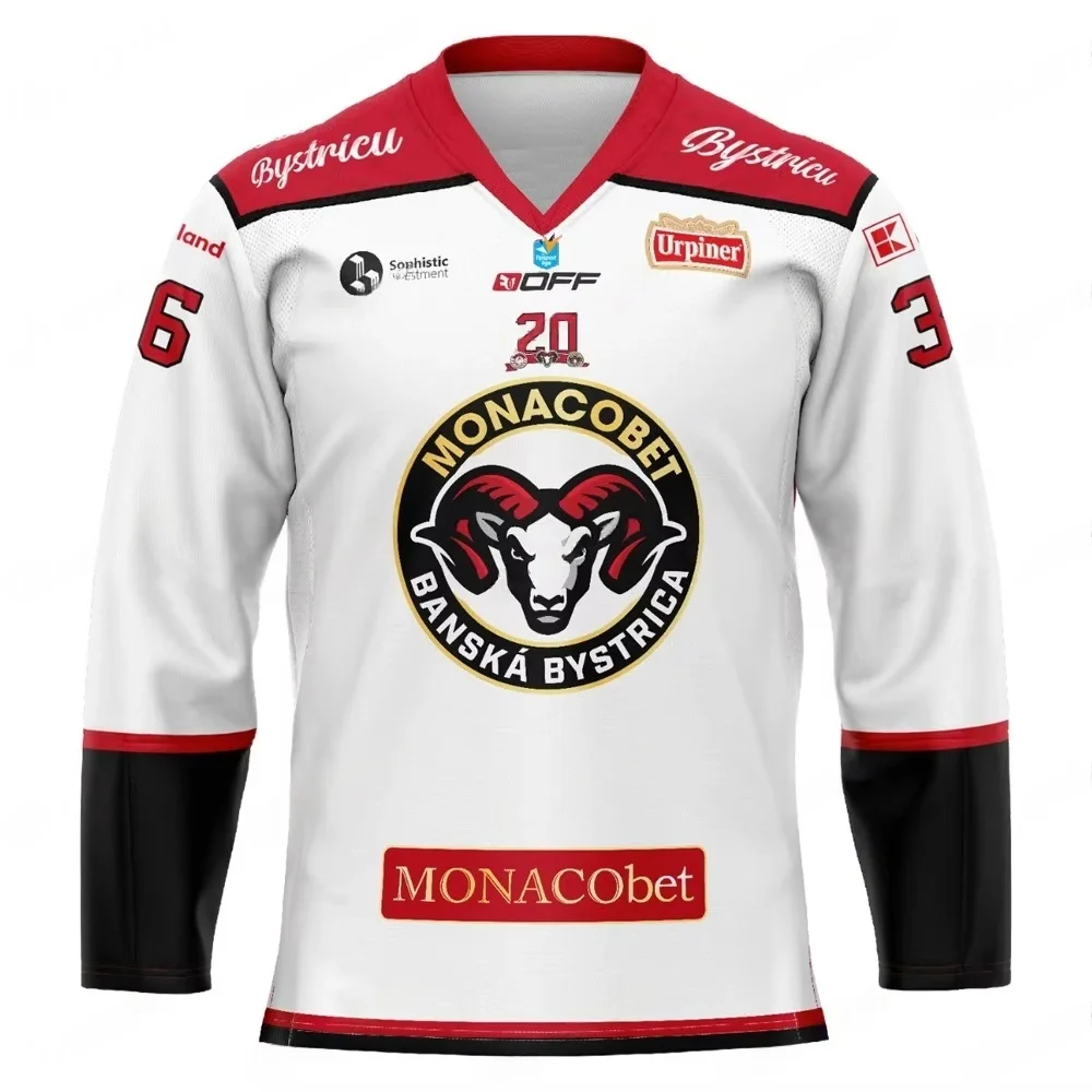 

HC Banska Bystrica White Ice Hockey Jersey Ram Crest Slovak Hockey League Hockey Shirt
