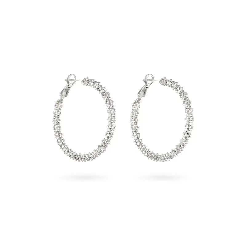 925 Sterling Silver Jewelry Hyperbole Big Round Circle Hoop Earrings for Women Wedding Party Jewelry For Girls Friend Gift