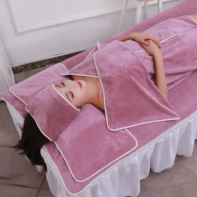 Headband Bathrobe Massage Bed Cover and Facial Towel Pack Luxury Beauty Salon Towel Set Bath Towel