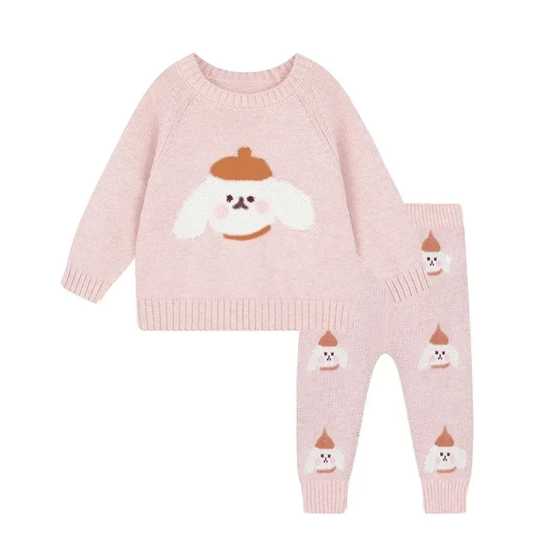 Newborn Girl Sweater Suits Cute Cartoon Baby Sweater Top + Pants Infant Girl Clothes Outfits