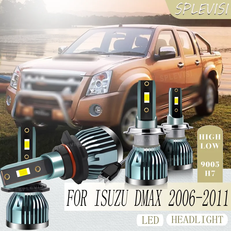 12v Headlight high low beam LED Clearer and More Durable High-Performance 9005 H7​ For Isuzu DMAX 2006 2007  2008 2009 2010 2011