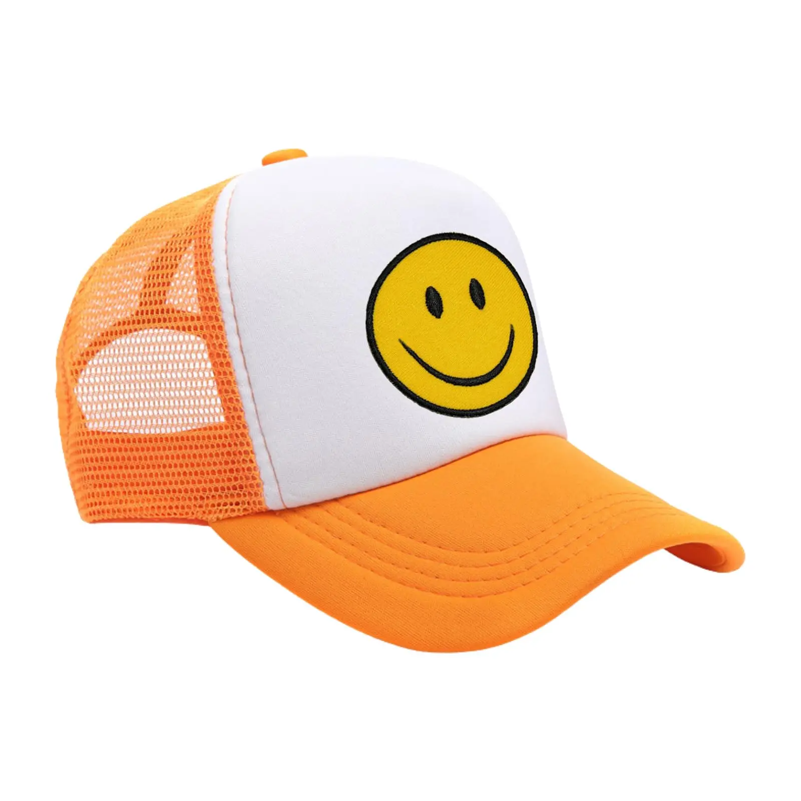 Smile Face Trucker Hat Retro Mesh Baseball Cap with Smile Patch Foam Neon High Crown Y2K Czapki dla mężczyzn i kobiet (pomarańczowe)