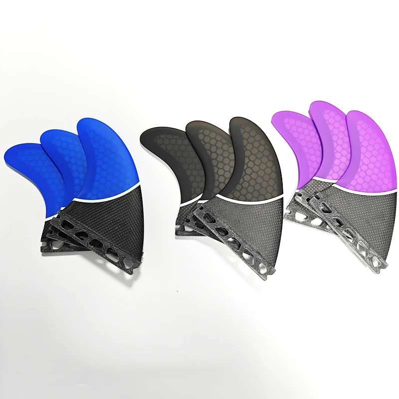 Surfboard Tail Fin 3pcs Honeycomb Semi-Carbon Surf Shark Fin Rudder Medium Surf Split Balance Tail Fin