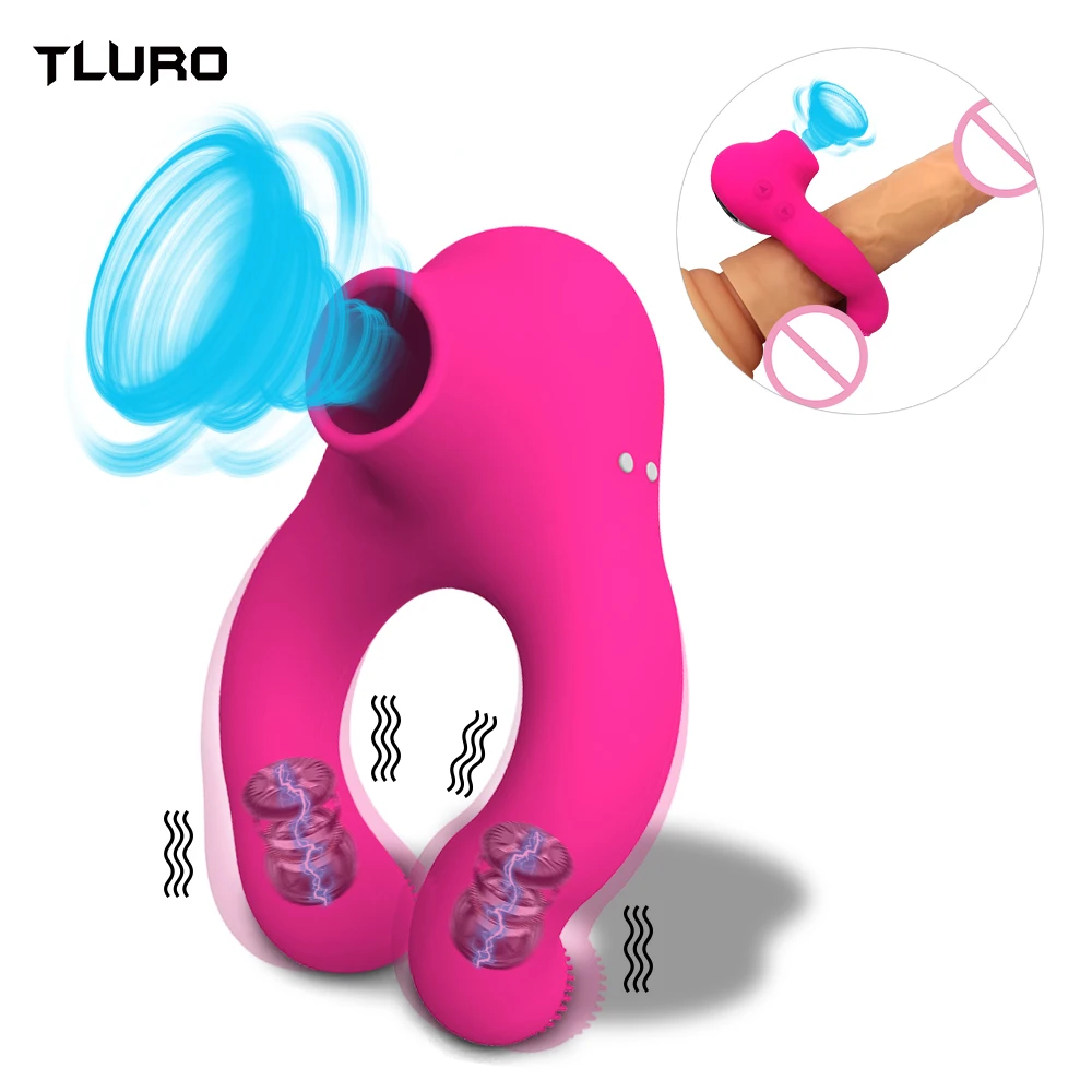 Cock Vibrator Ring for Men Penis Ring Massager Dick Enlarger Ring Sucking Licking Clitoral Stimulation Sex Toys Adult 18