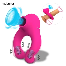 Cock Vibrator Ring for Men Penis Ring Massager Dick Enlarger Ring Sucking Licking Clitoral Stimulation Sex Toys Adult 18