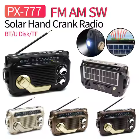 PX-777 Solar Powered Hand Cranked Radio Multifunctional Radio Amplitude Modulation Radio FM/AM/SW Radio Emergency Flashlight