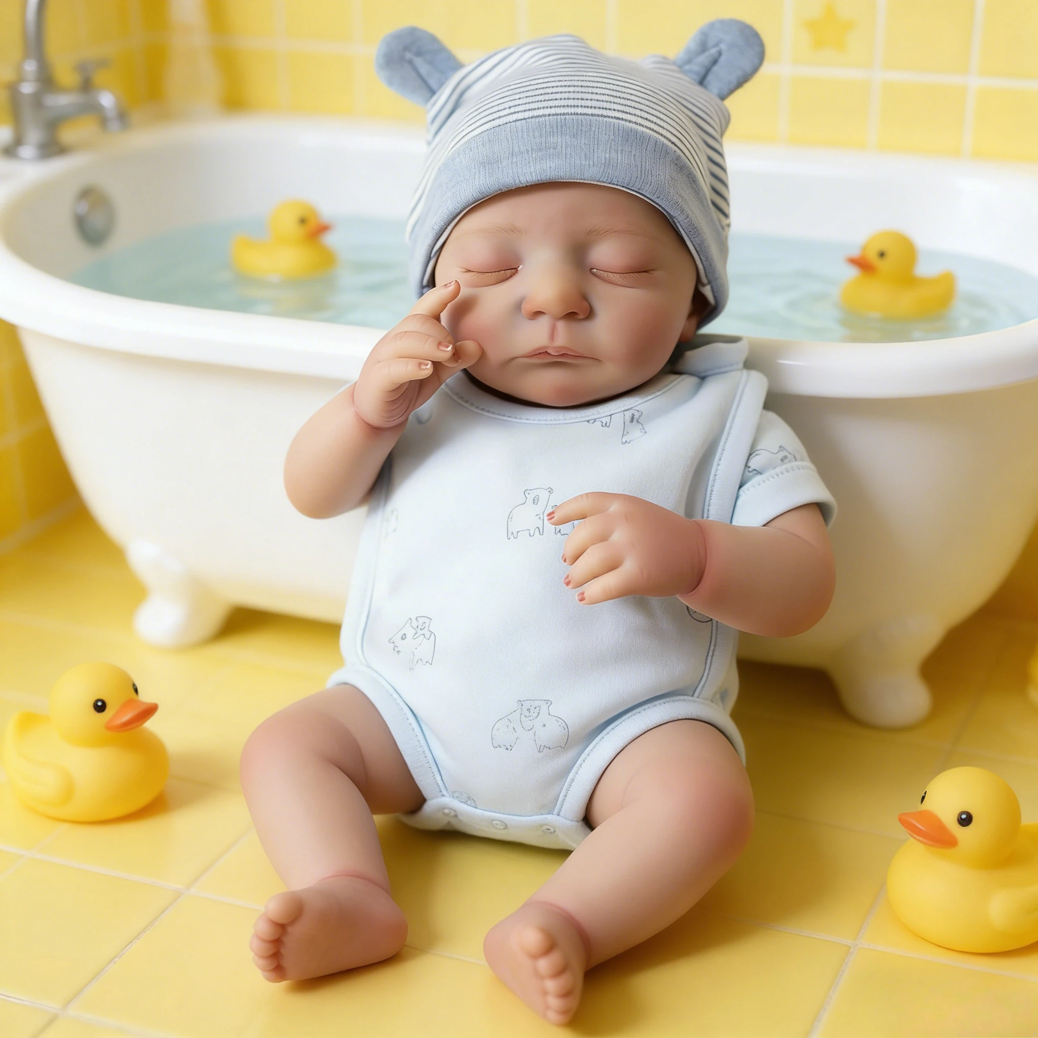 Bambola Reborn Kai Dormiente da 18 Pollici - Corpo Morbido in Tessuto, Pelle 3D con Pittura Multistrato, Capelli Dipinti a Mano e Vene Visibili