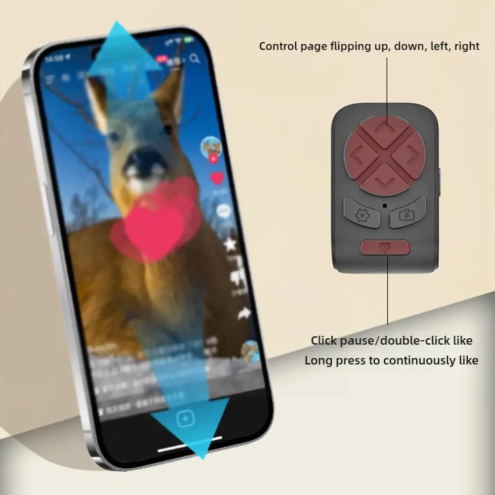 Remote Control for TikTok Page Turner for Kindle App Bluetooth Camera Video Recording Remote Scrolling for All Phones