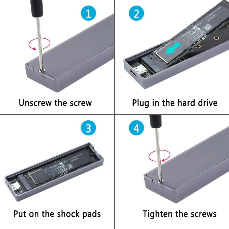 

USB 3.2 Gen2 SSD External Enclosure Box NVME PCIE MKey Hard Disk Case for 2230 2242 2260 2280