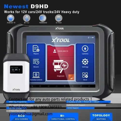 XTOOL D9HD D9 HD Pro 12 В для автомобилей и 24 В для тяжелых грузовиков диагностический инструмент с 42 + специальной функцией топологии