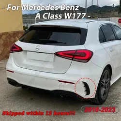 For Mercedes Benz A Class W177 A180 A200 A220 AMG Hatchback 2018-2023 Rear Bumper Trim Lip Spoiler Stickers Fender Canards Black