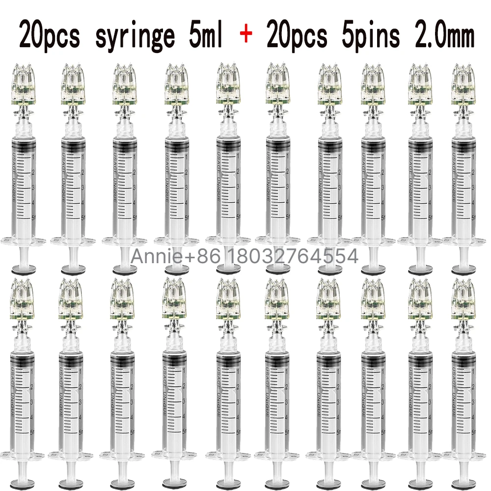 5ml Luer Lock Syringe (Needle Free) + Crystal 5-Pin Connector Tip 2.0mm, Liquid Transfer Sampling DIY Tool