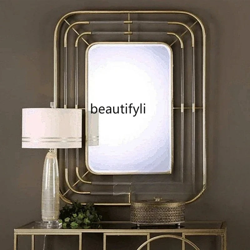 09 vanity mirror, bathroom mirror postmodern, stainless steel, porch decorative hanging mirror