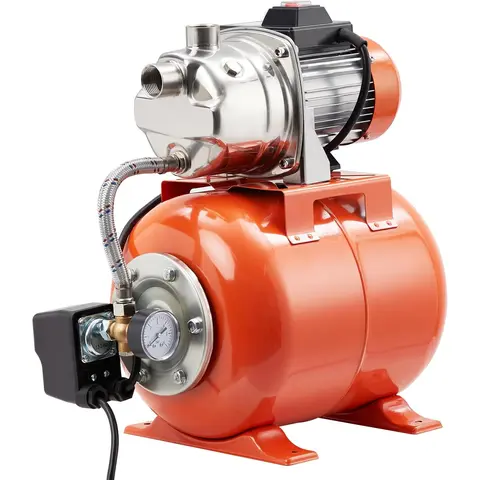 Pompe à eau pour puits peu profond 1HP avec réservoir sous pression, pompe de transfert d'eau 115V, pompe d'irrigation en acier inoxydable pour système d'arrosage, pompe à jet automatique pour la maison, le jardin, la piscine, la pelouse