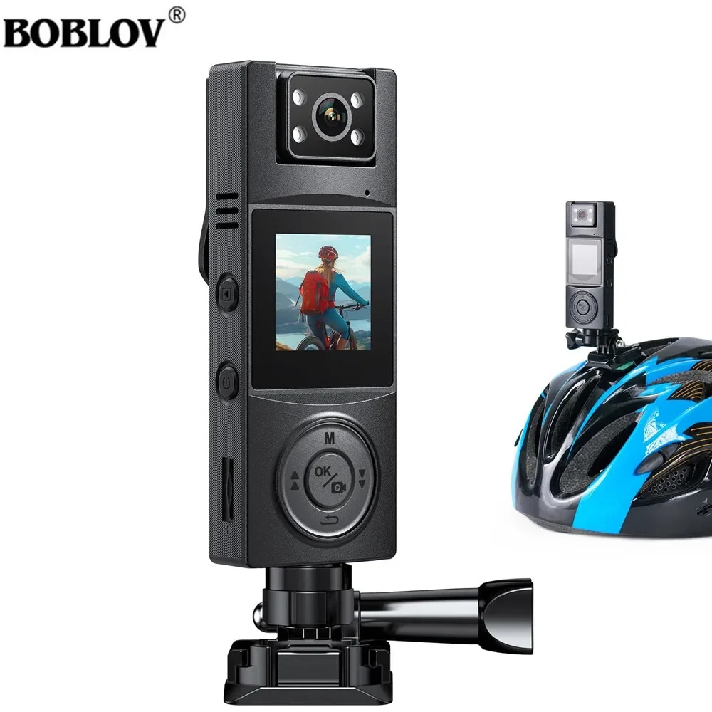 BOBLOV A23Pro Bodycam 180°Rotatable Lens 2K Small Camera Night Vision Mini Camcorders Car Mount for Cycling DVR Recorder