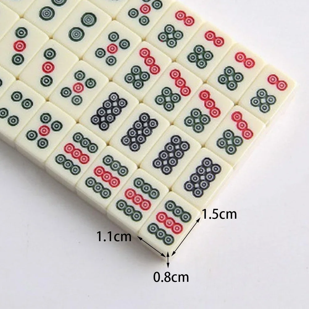 15mm Mahjong Game Set Mini Travel Mahjong Set Chinese Traditional Mahjong Games Mahjong Tiles Set for Party Home