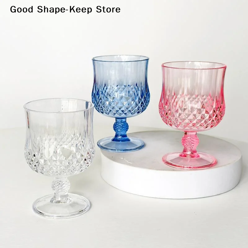 Wine Or Beer - Täglich 1 Stück Kunststoff-Weingläser, Vintage-Champagnerbecher, geschnittene