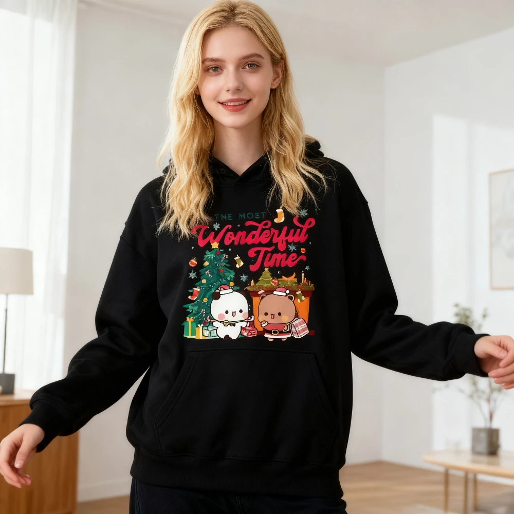 

Толстовка It's The Most Wonderful Time Bubu Dudu, рождественские толстовки с милым кавайным медведем, праздничная одежда, рождественская женская модная одежда