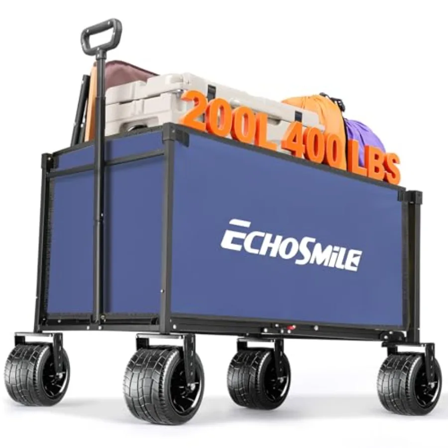 

Складная тележка-вагон для кемпинга и пляжа - Сверхпрочная всесезонная тележка для города с широкими колесами, грузоподъемность 180 кг, портативная складная универсальная тележка