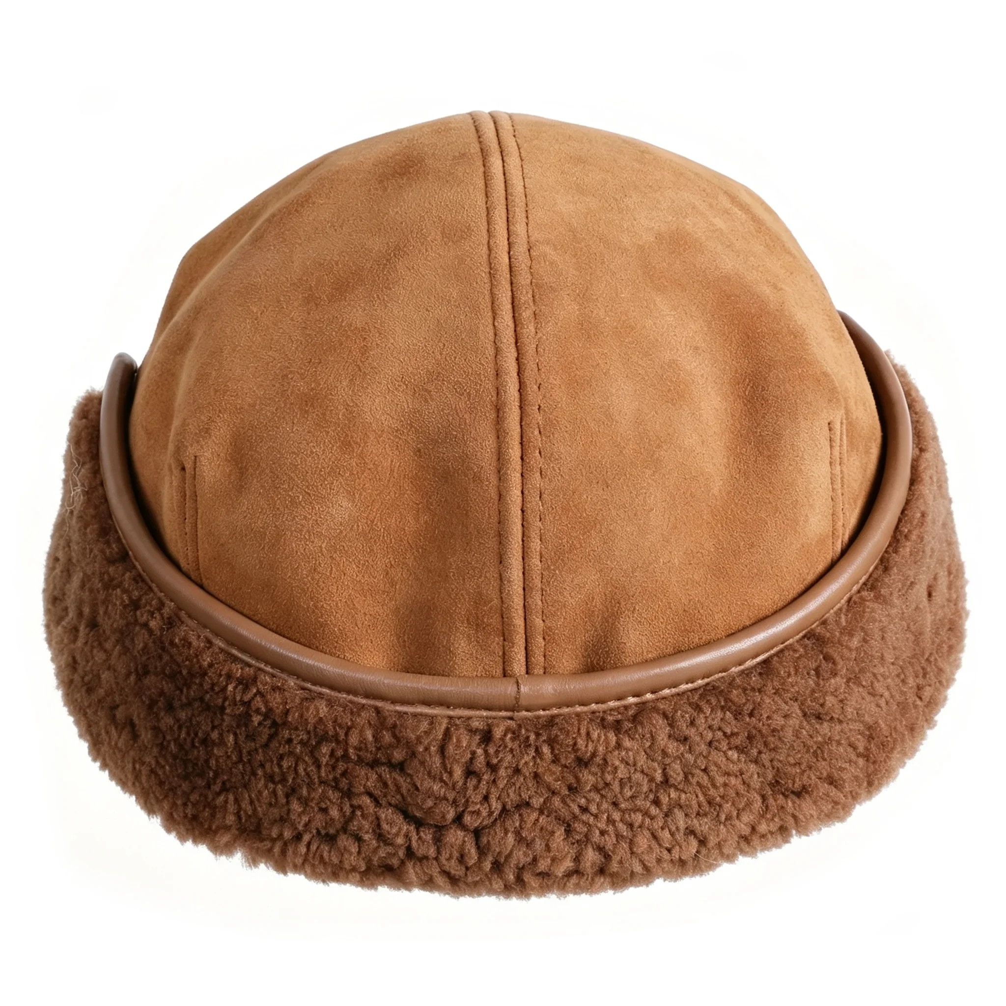 BOONJOVIA Men's Aviator Hat Genuine Suede Leather Trapper Hunting Cap with Wool Earflaps