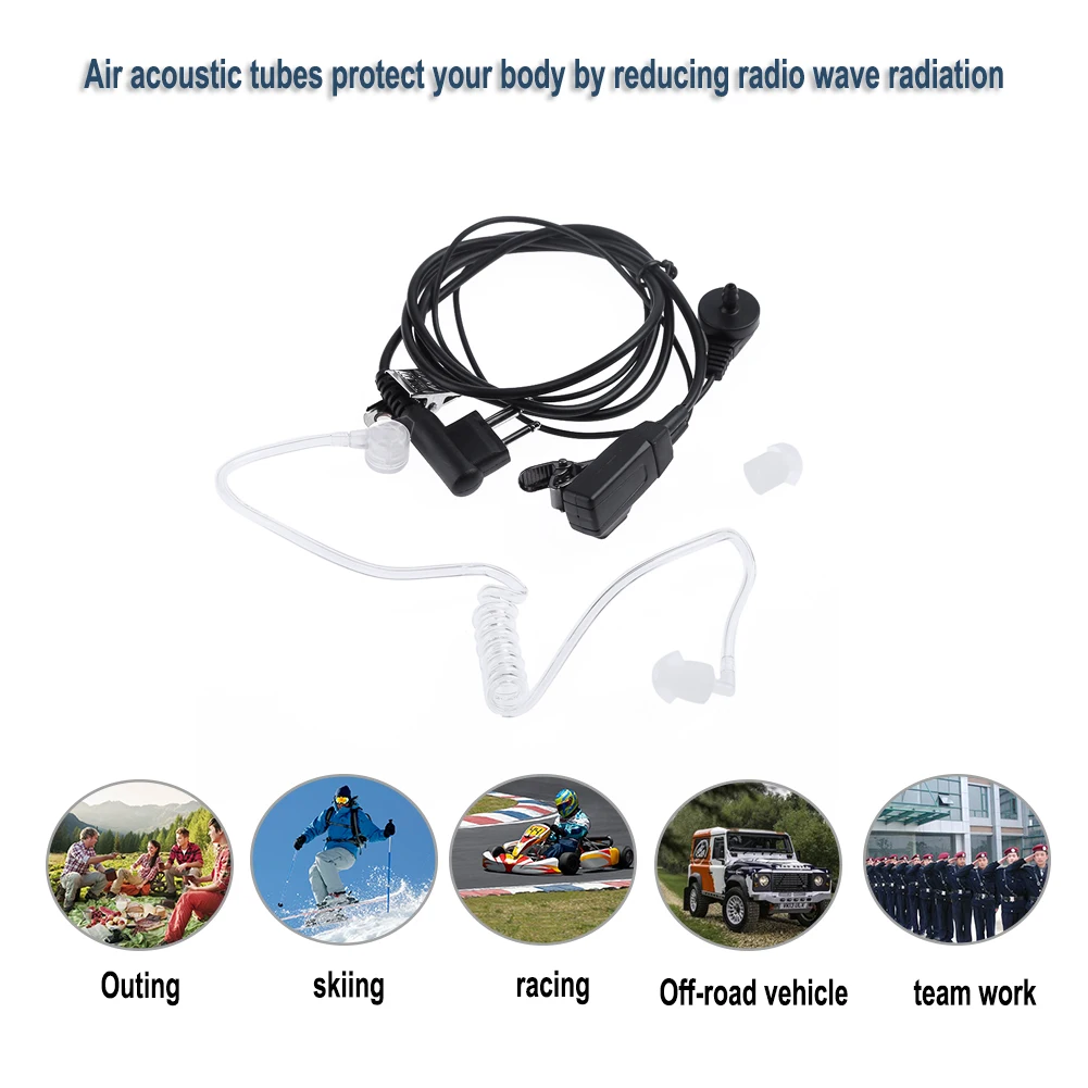 2 Pin Tube Earpiece Headset Agent Mic Covert Acoustic Tube Earpiece Headset Anti-noise for Motorola Two Way Radios