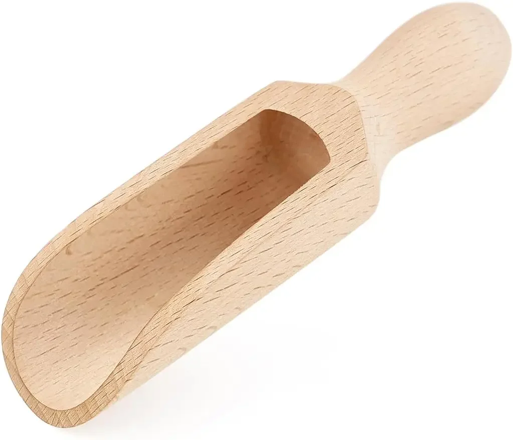 1 Pc Wooden Spoons 5.5 In Natural Beech Wood Bath Salt Scoop for Flour Bath Salt Sugar Cereal Small wooden shovels