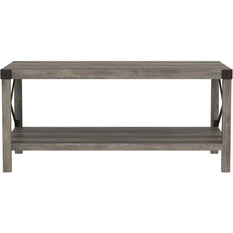 Sedalia Modern Farmhouse Metal X Coffee Table, 40 Inch