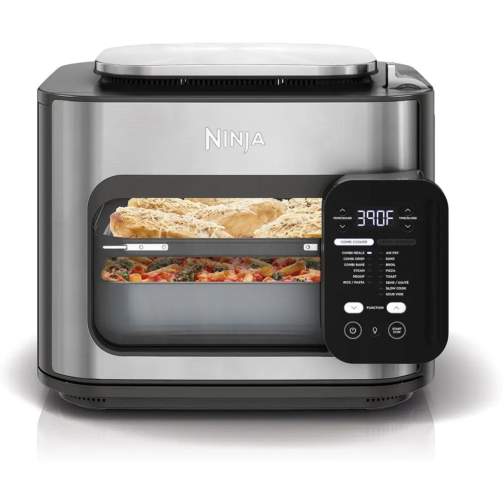 

14-in-1 Multicooker, Oven & Air Fryer, 15-Minute Meals, 3 Accessories, Grey (Renewed)