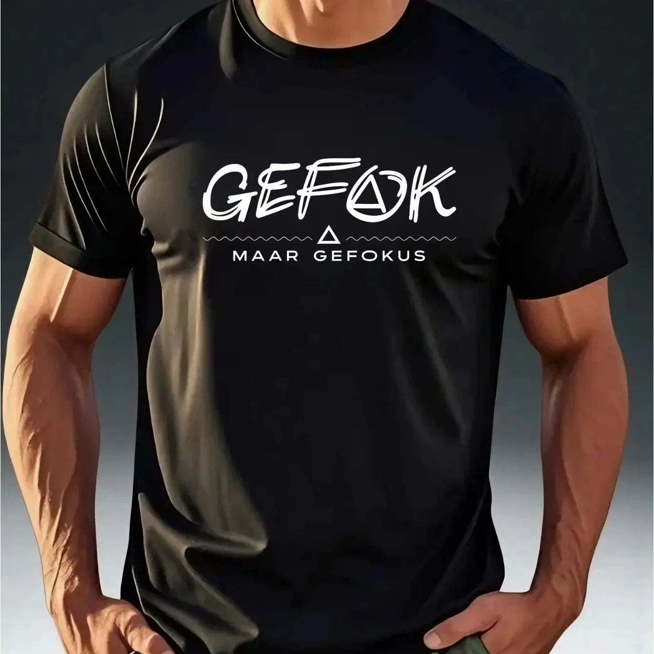 Men's GEFOK MAAR GEFOKUS T-shirt Funny Dutch Slang Quote Print Tee Casual Cotton Internet Meme Humor Tops