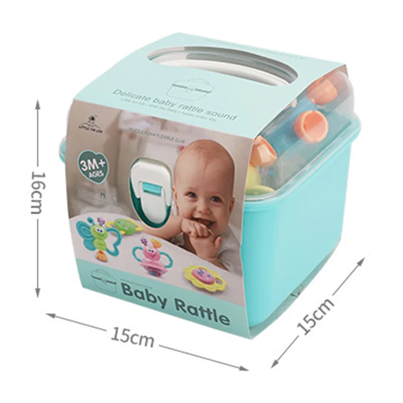 Hochets pour bébé avec boîte de rangement, 10 pièces, jouet sensoriel pour nouveau-né, anneau de dentition, pour fille et garçon, ensemble de cadeaux