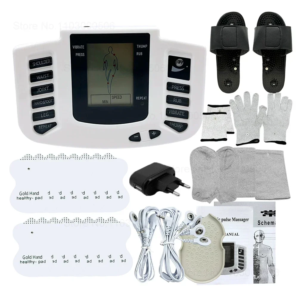 Tens Muscle Stimulator Russian Electric EMS Acupuncture Body Massage Digital Therapy Slimming Machine Electro Knee Foot Massager