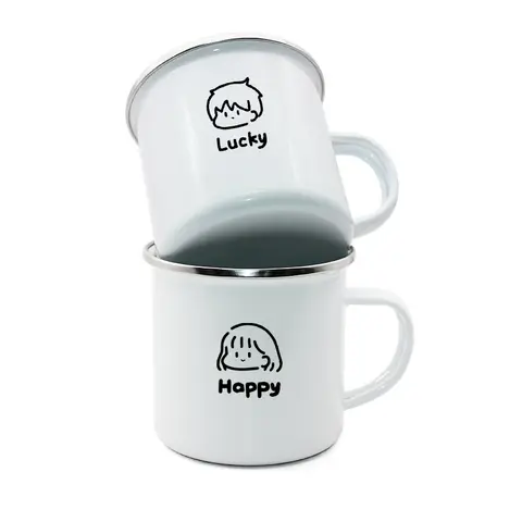Personalized Metal Couple Water Cup, Simple and Fashionable Enamel Cup, Wine Cup, Beverage Cup, Meaningful Valentine's Day Gift
